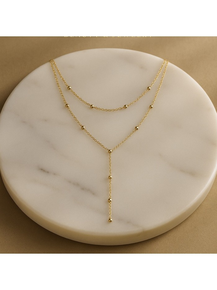 Collier multi rangs acier inoxydable or LEA