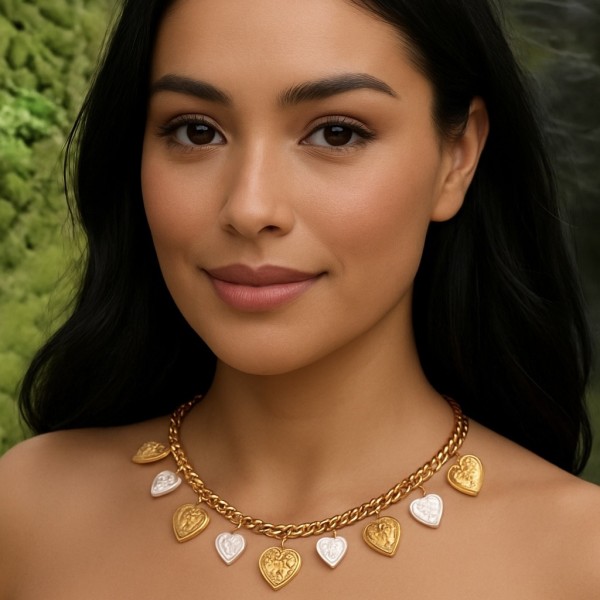Collier charms  acier inoxydable or LISA