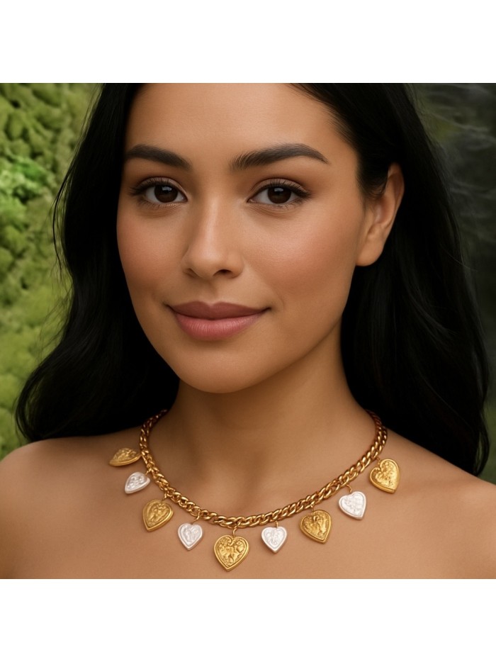 Collier charms  acier inoxydable or LISA