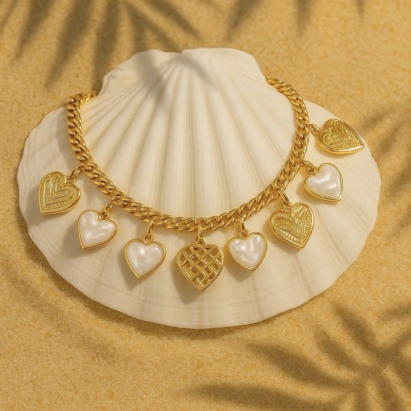 Collier charms  acier inoxydable or LISA