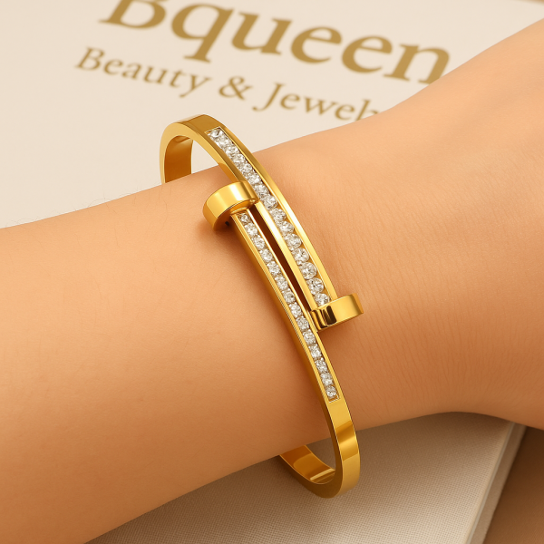 Bracelet jonc acier inoxydable or WENDY