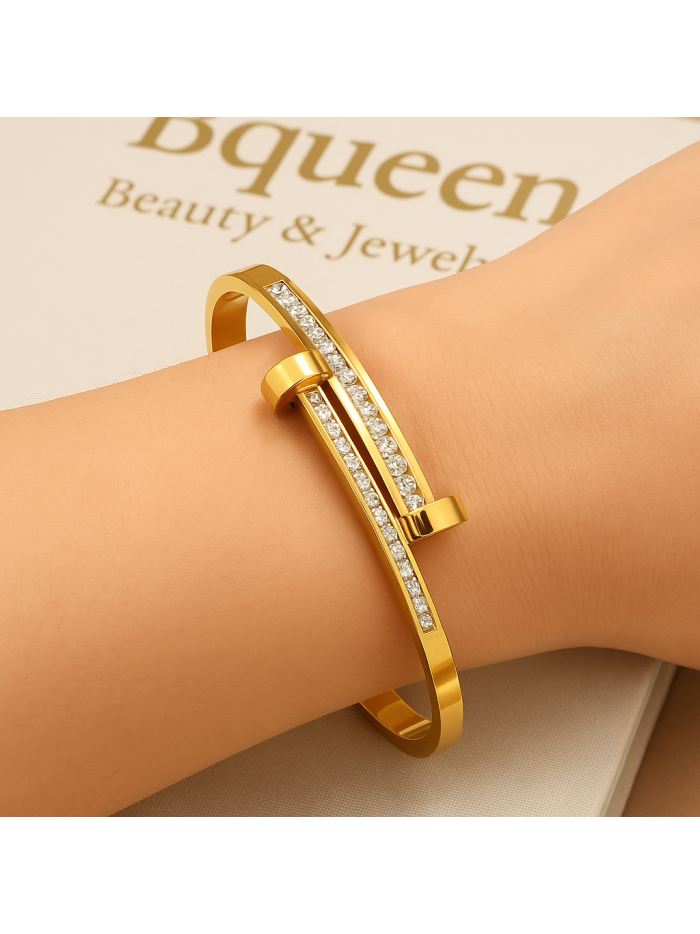 Bracelet jonc acier inoxydable or WENDY