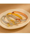 Bracelet  jonc en acier inoxydable or cadenas argenté