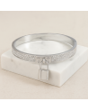 Bracelet  jonc en acier inoxydable or cadenas argenté
