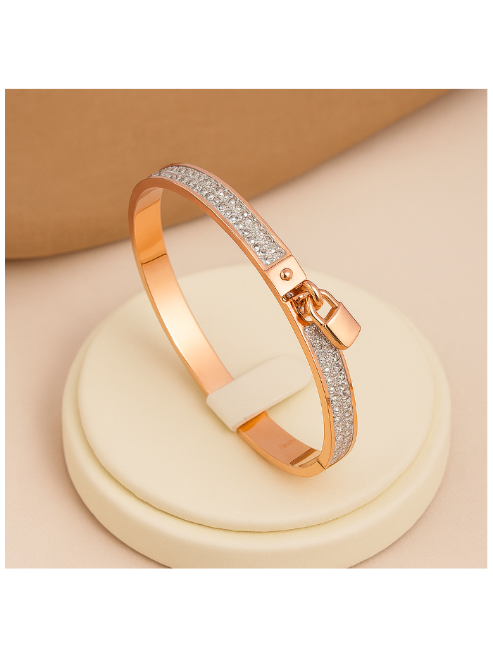Bracelet  jonc en acier inoxydable or cadenas or rose
