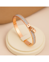 Bracelet  jonc en acier inoxydable or cadenas or rose