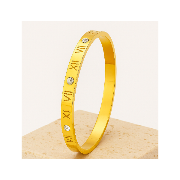 Bracelet  jonc en acier inoxydable or ROMAIN