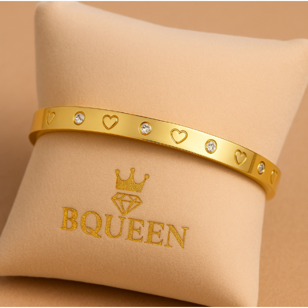 Bracelet  jonc en acier inoxydable or LOVE SHINE