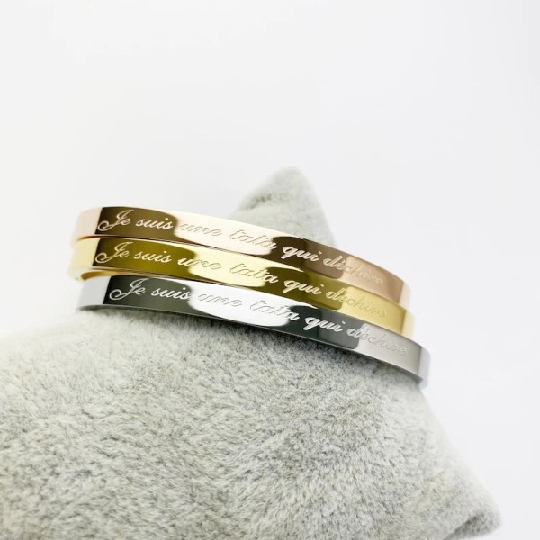 Bracelet Jonc or fin en acier inoxydable personnalisé "je suis une tata qui déchire"