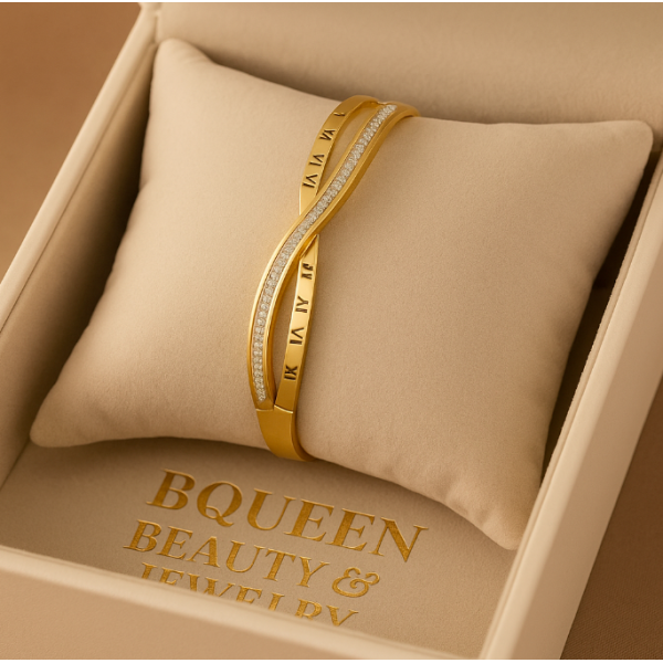 Bracelet  jonc en acier inoxydable or ROMANE SHINE