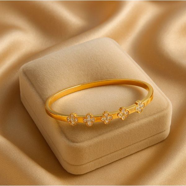 Bracelet  jonc en acier inoxydable or FLORA SHINE