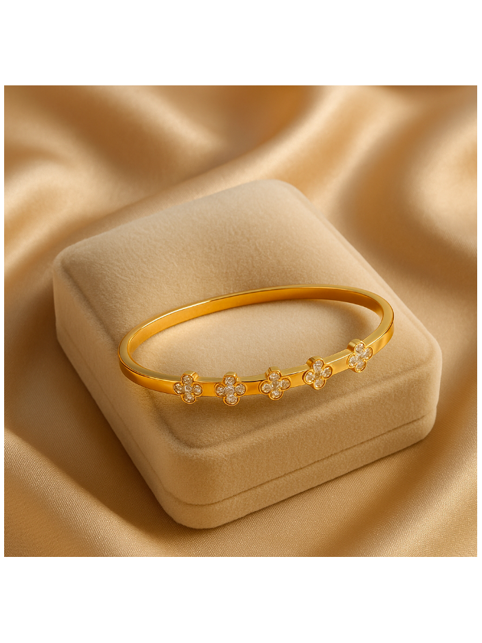 Bracelet  jonc en acier inoxydable or FLORA SHINE