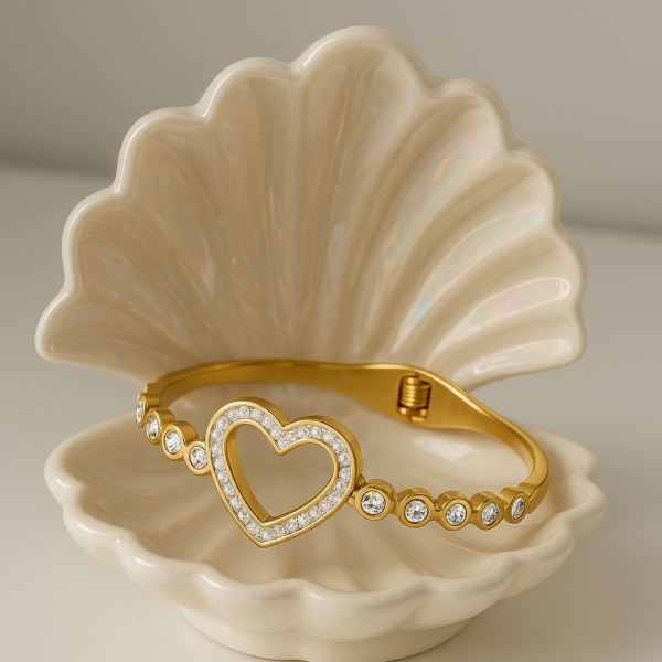 Bracelet  jonc en acier inoxydable or LOVE SHINE