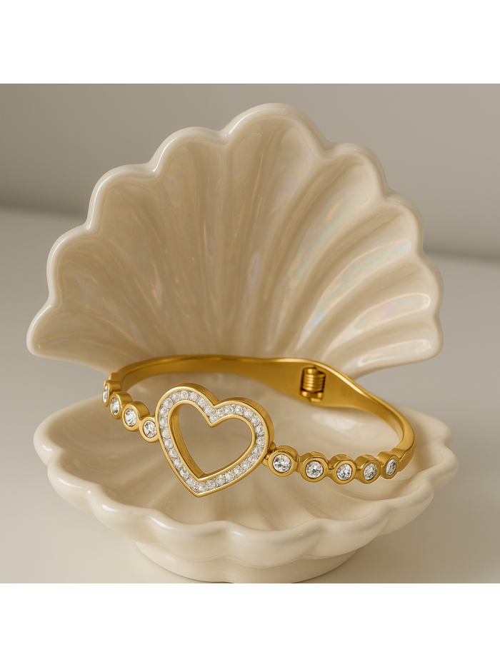 Bracelet  jonc en acier inoxydable or LOVE SHINE