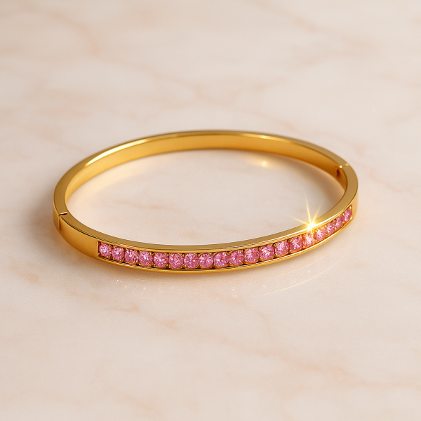 Bracelet acier inoxydable or ALMA rose