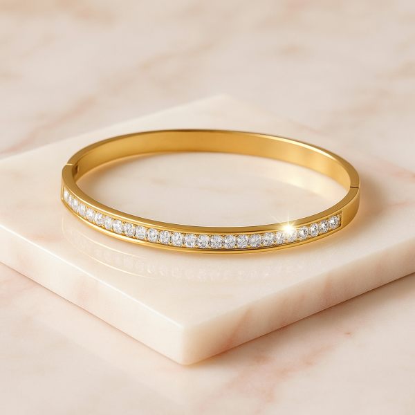 Bracelet acier inoxydable or ALMA blanc