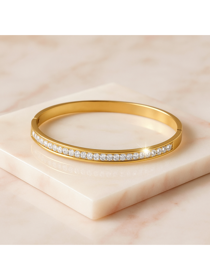 Bracelet acier inoxydable or ALMA blanc
