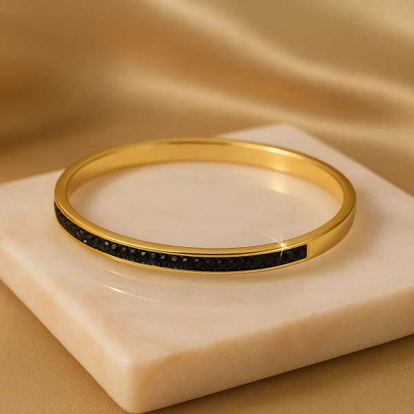 Bracelet acier inoxydable or ALMA noir