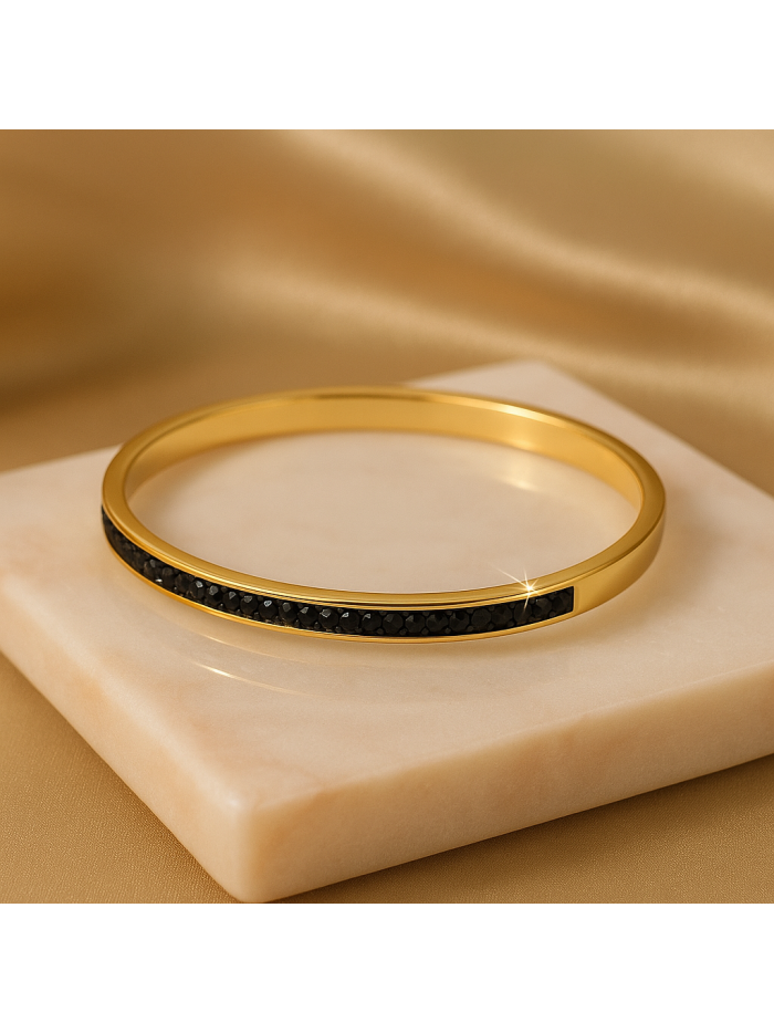 Bracelet acier inoxydable or ALMA noir