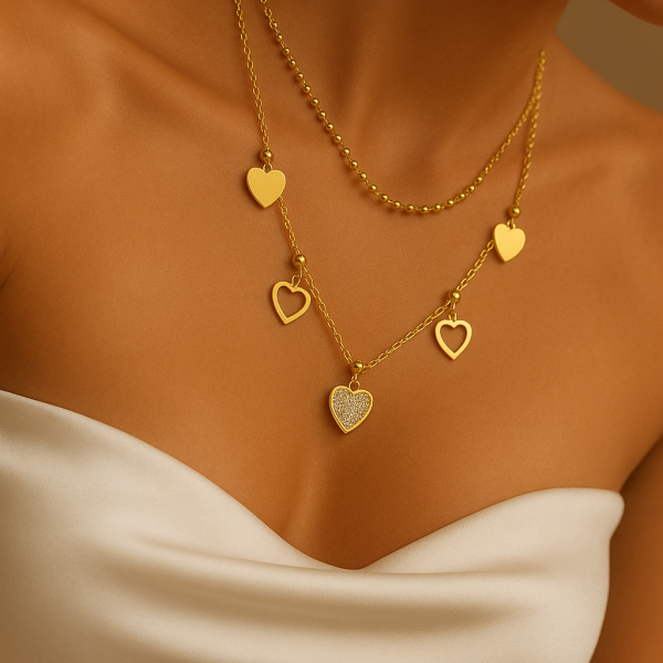 Collier multirang acier inoxydable or LOVE