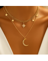 Collier multirang acier inoxydable or LUNA