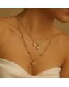 Collier multirang plaqué or coquillage LEYNA