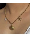 Collier charms coquillage et étoile de mer acier inoxydable or OCEANA