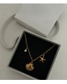 Collier charms coquillage et étoile de mer acier inoxydable or OCEANA