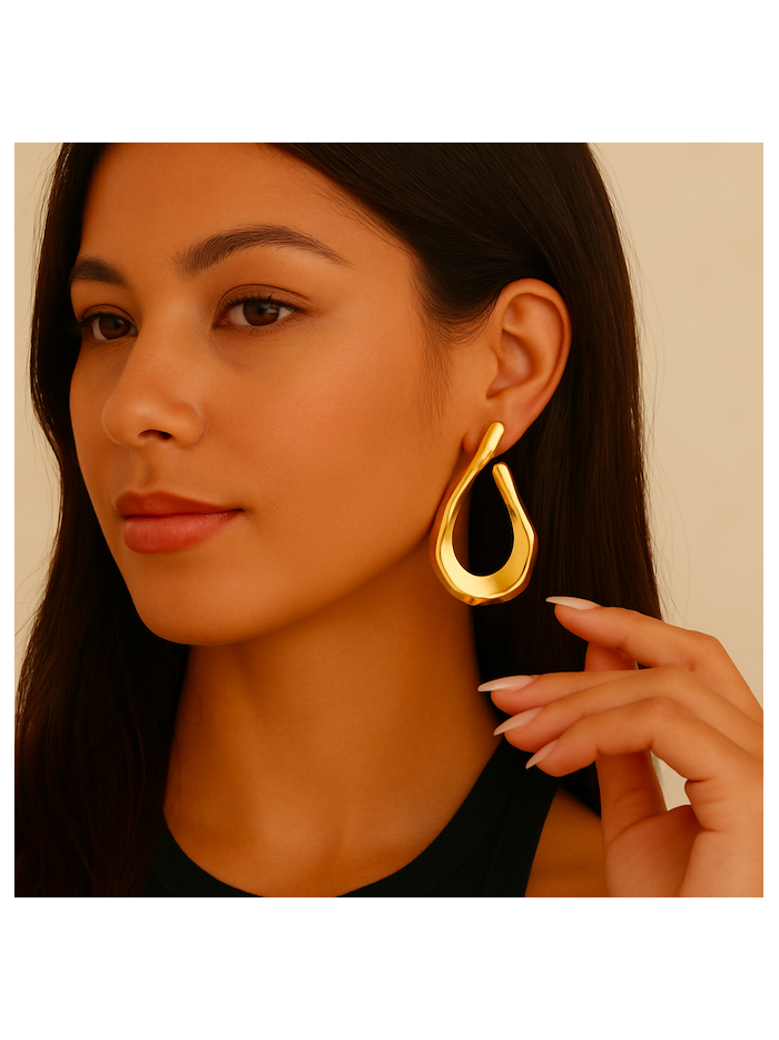 Boucles d'oreilles  en acier inoxydable or  SHANDRA