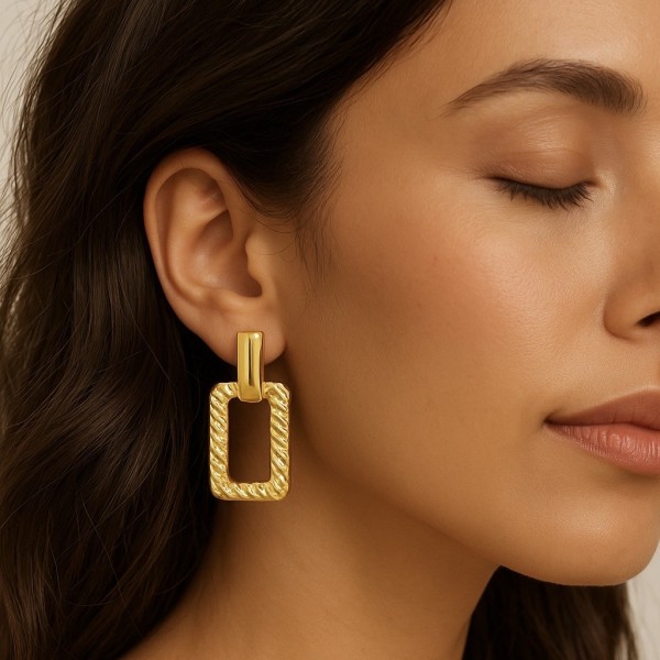 Boucles d'oreilles  en acier inoxydable or  SANDRA