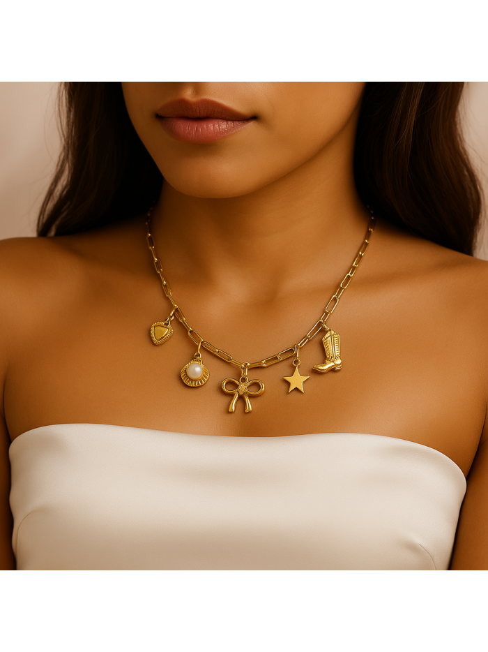 Collier acier inoxydable or VANILLE
